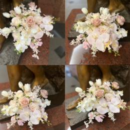 造花クラッチブーケ22桃白