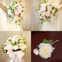 造花オーバルブーケ7白桃