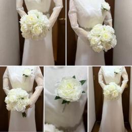 造花芍薬クラッチブーケS6白