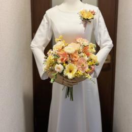 造花クラッチブーケ30黄橙