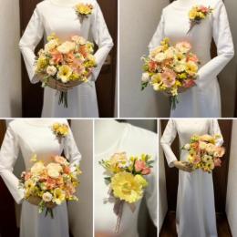 造花クラッチブーケ30黄橙