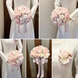 造花ラウンドブーケ16白桃