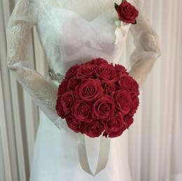 造花ラウンド・ローズブーケ赤