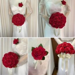 造花ラウンド・ローズブーケ赤