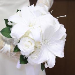 プリザラウンドブーケ223白