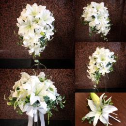 造花オーバルブーケ8白