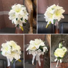 カサブランカのエレガントな造花オーバルブーケ