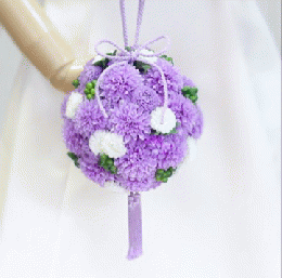 アート(造花)ボールブーケ5和紫