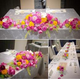 テーブル装花2桃