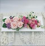 Gプリザのスクエアアレンジメント桃